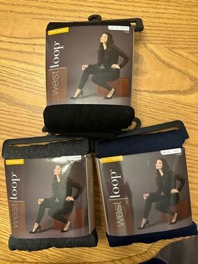 west loop Black, Dark Grey, Navy Fleece-Lined Leggings Trio